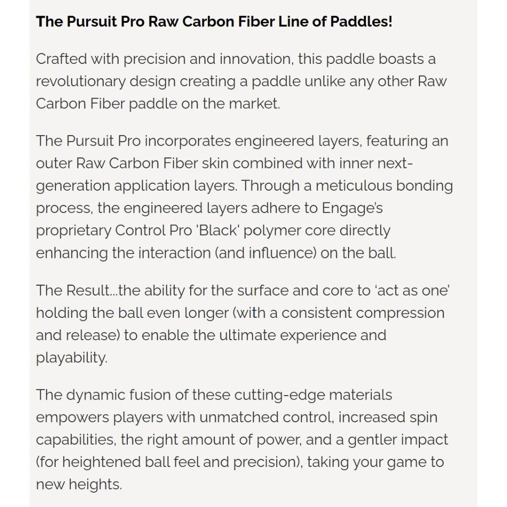 Engage Pursuit Pro EX 15.2mm Pickleball Paddle Raw Carbon Fiber Fierce Blue NEW - Picture 3 of 7